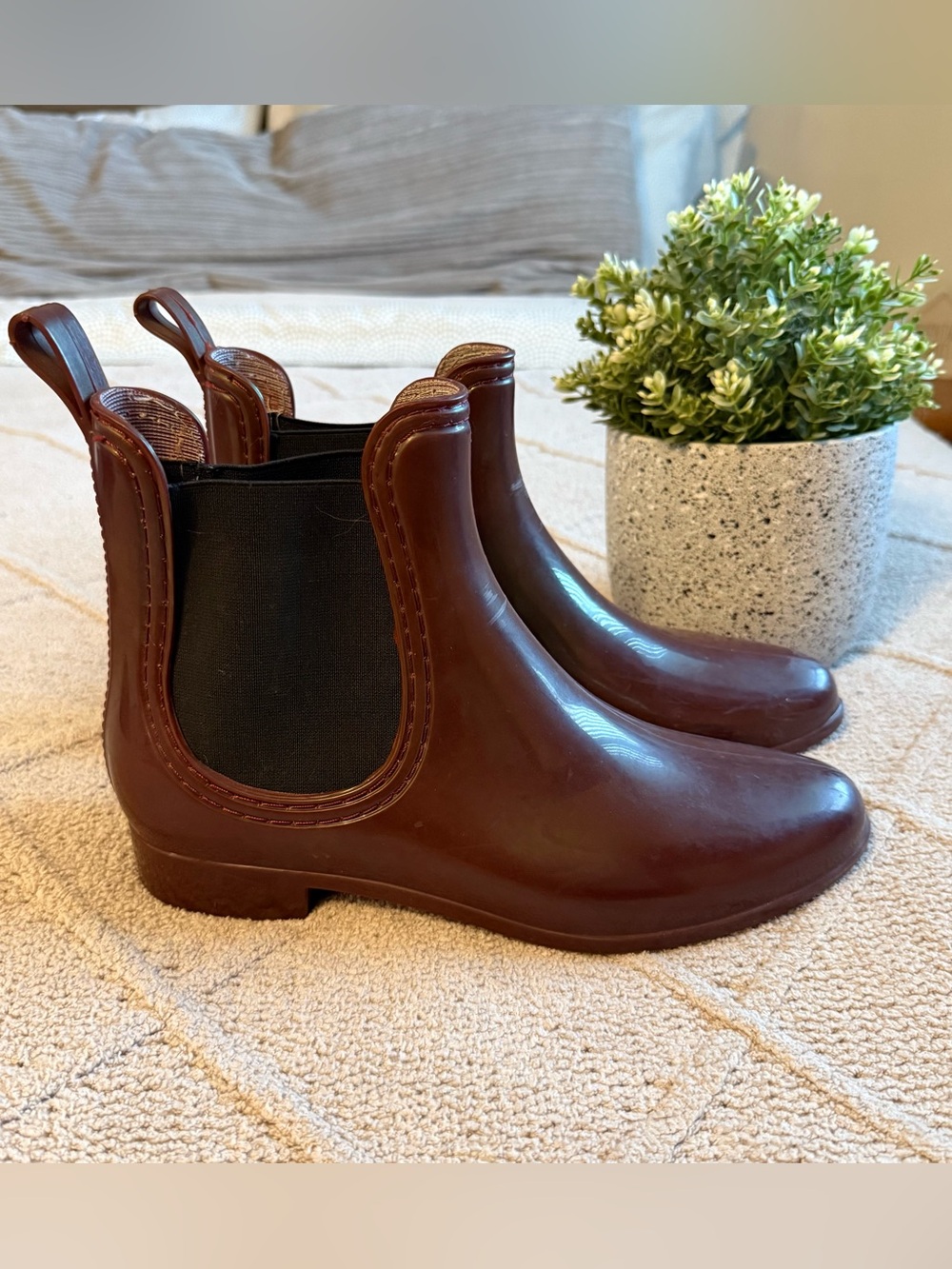 Burgundy Chelsea Rain Booties